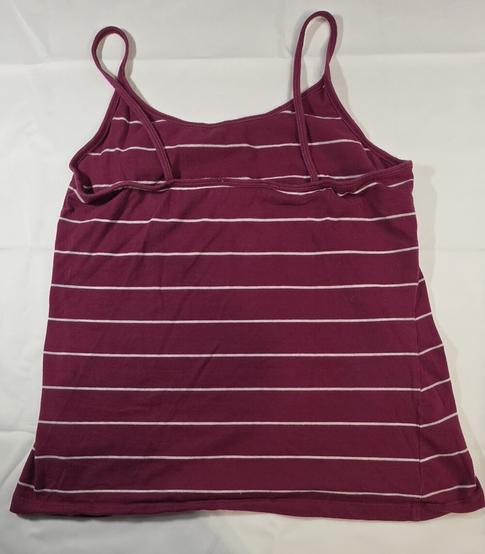 Forever 21 Women's XL Burgundy & White Striped Spaghetti Strap Camisole Sku 0327